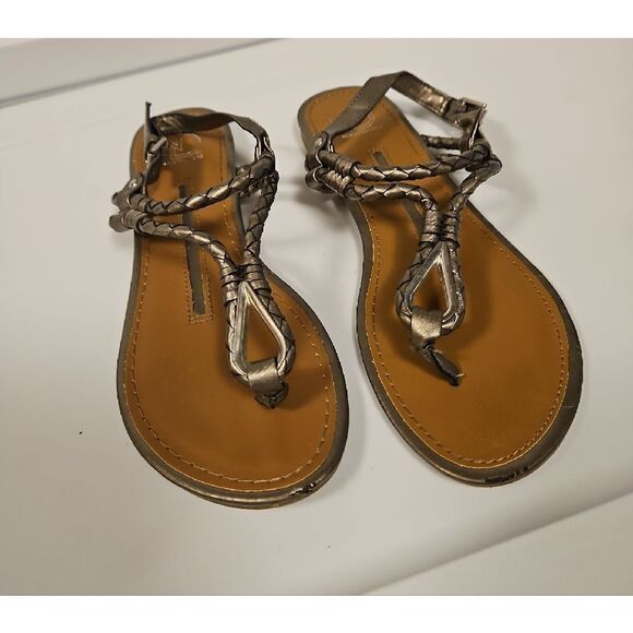New Directions Braided Silver Metallic Sandals sz 10 - Picture 4 of 7